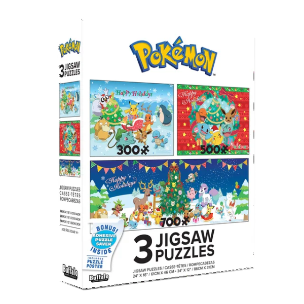 Buffalo Games Pokemon Holiday Three Interlocking Jigsaw Puzzles