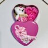 Rose & teddy in Heart Shape Container