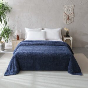 Shearling Blanket, Indigo, Full/Queen